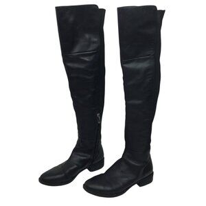 Sam Edelman Pam Over-The-Knee Black Leather Textile Boots Womens 8M